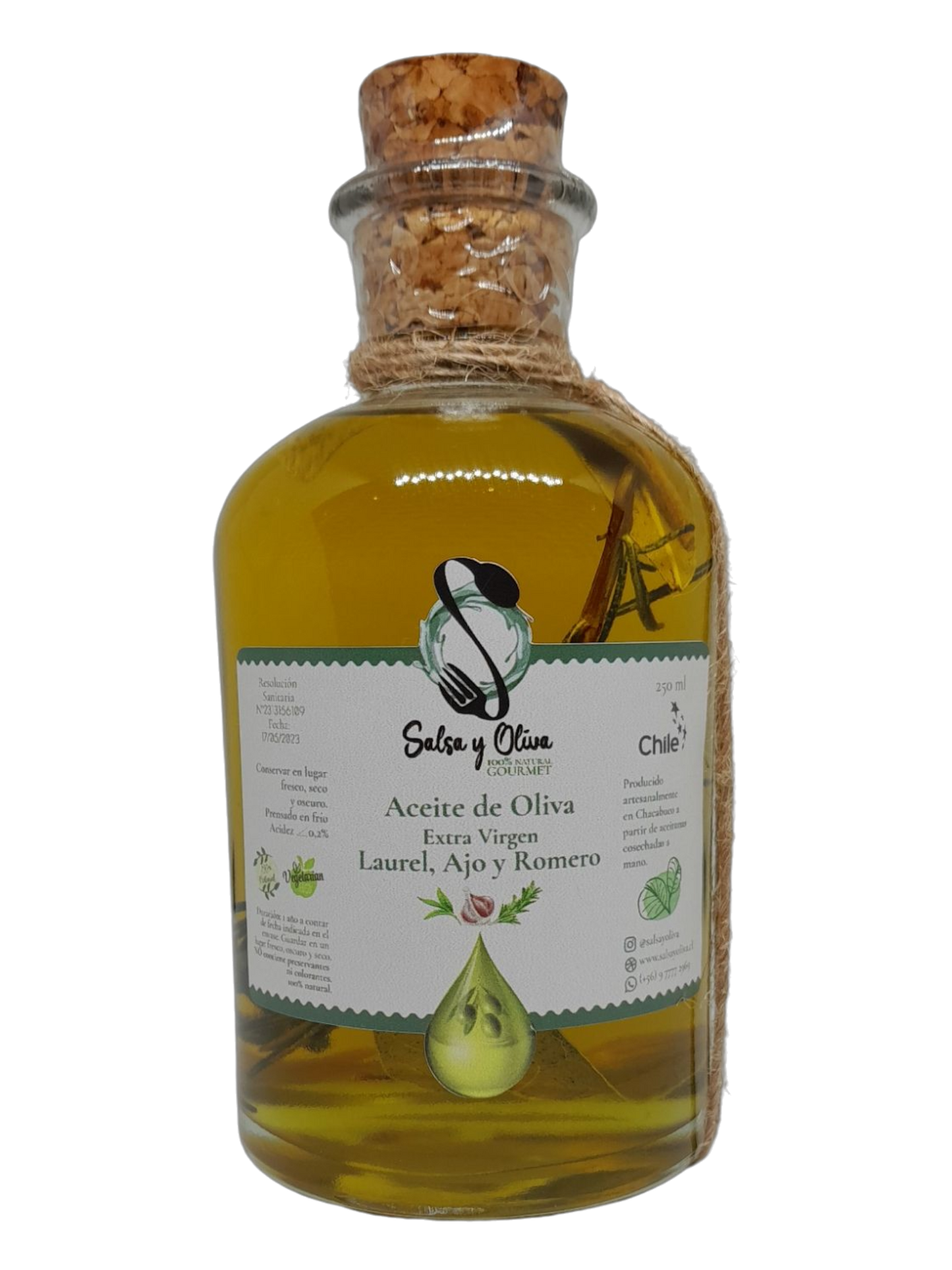 Aceite de Oliva Extra-Virgen al Ajo, Romero y Laurel 250cc